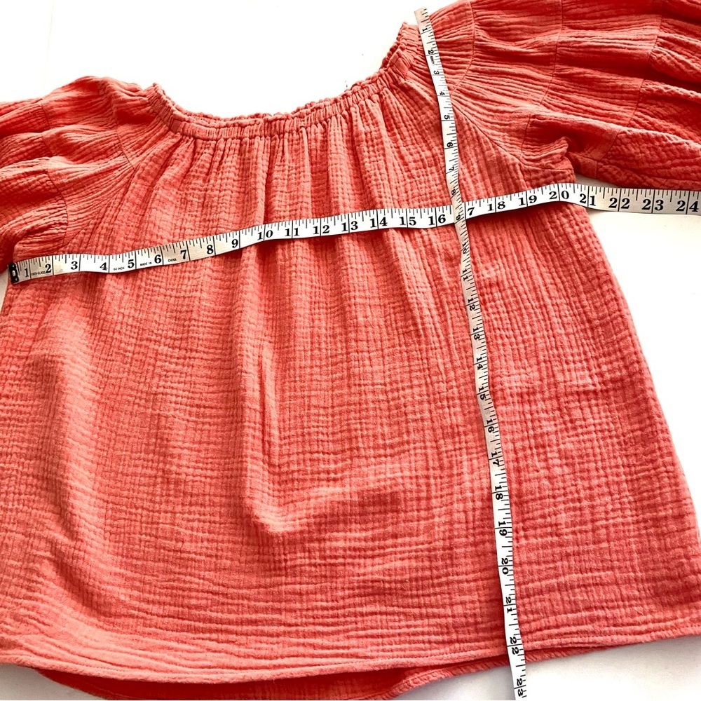 Before You Coral Cotton Top Size Medium Gauze Casual Off-Shoulder Summer Modest - Picture 11 of 12